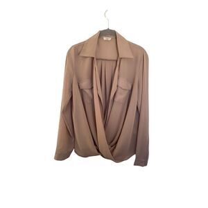 Tobi women’s open drape, front blouse, longsleeve Crossbody shirt, size small
